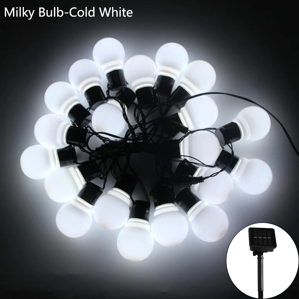 5/7/12M Led Globe Solar Fairy String Lights Christmas Garland Street Wedding Bulb Lamps Outdoor for Party Holiday Garden Patio