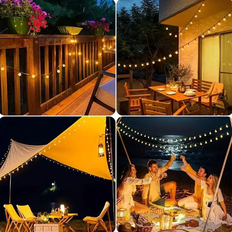 Solar String Lights Outdoor Crystal Bubble Fairy Lamp Chritmas Garland Light 8 Modes Waterproof for Garden Patio Party Decor