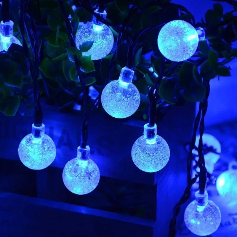 Waterproof 50 LED Solar String Lights with 8 Modes & Crystal Balls for Home, Garden, Wedding & Christmas Decor