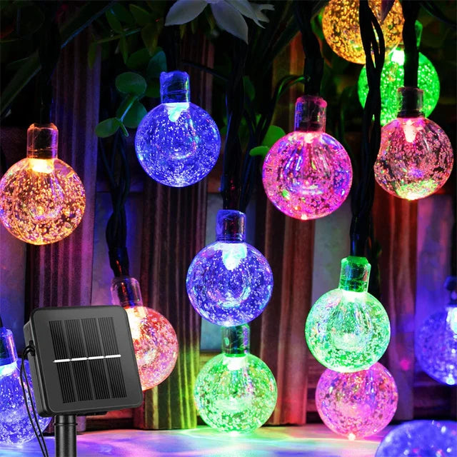 Solar String Lights Outdoor 200 Led Crystal Globe Lights with 8 Modes Waterproof Solar Powered Patio Light for Garden Xmas Decor