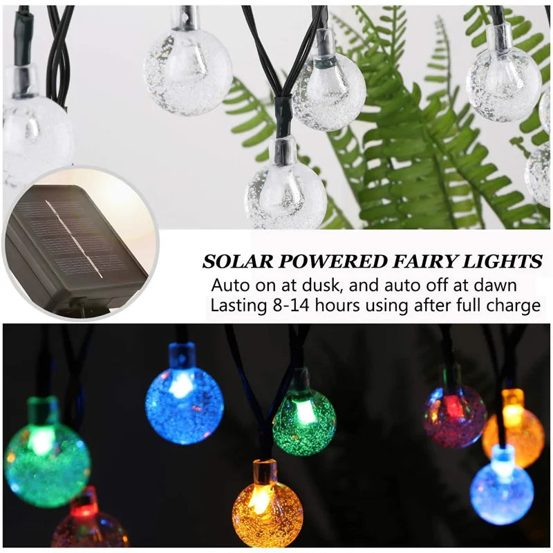 Solar String Lights Outdoor 200 Led Crystal Globe Lights with 8 Modes Waterproof Solar Powered Patio Light for Garden Xmas Decor