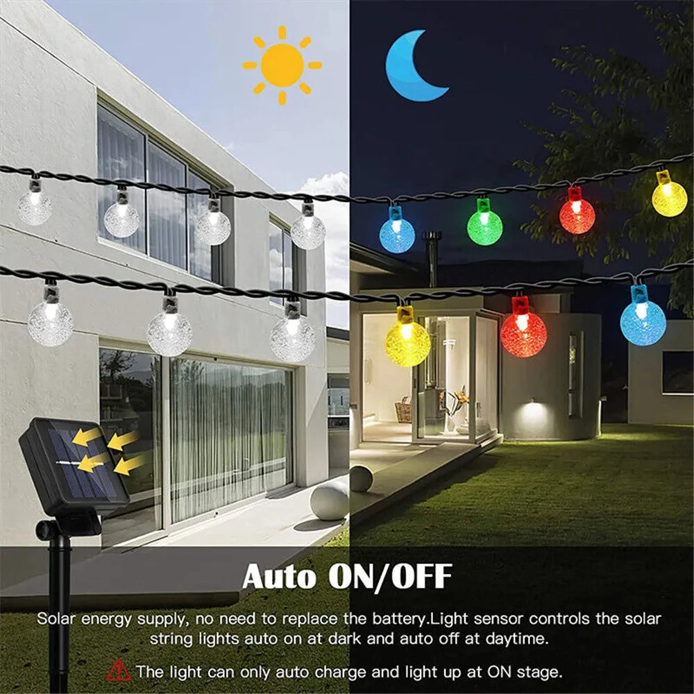 Solar Power Crystal Ball Solar Fairy String Lights for Outdoor Decoration 20/30/50/100 LED