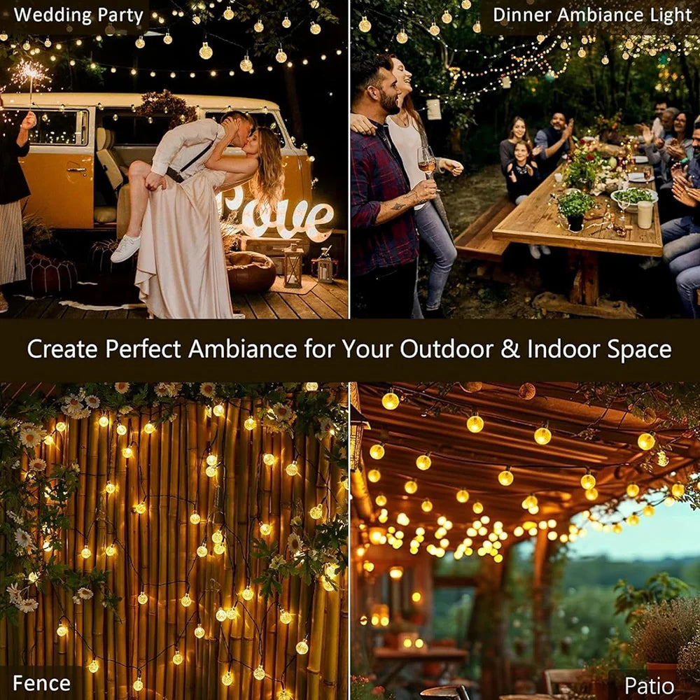 1pc Solar Powered Bubble Ball LED String Light  Crystal Ball Waterproof Outdoor Garden Corridor Courtyard Decoration Light