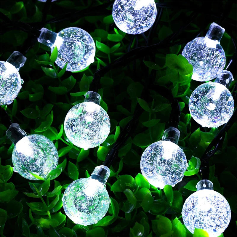 Solar String Lights Outdoor 200 Led Crystal Globe Lights with 8 Modes Waterproof Solar Powered Patio Light for Garden Xmas Decor