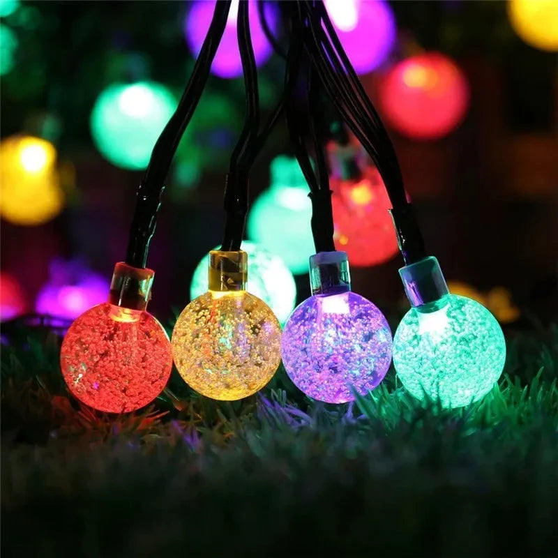 Waterproof 50 LED Solar String Lights with 8 Modes & Crystal Balls for Home, Garden, Wedding & Christmas Decor