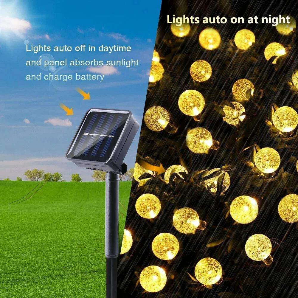 Solar Power Crystal Ball Solar Fairy String Lights for Outdoor Decoration 20/30/50/100 LED