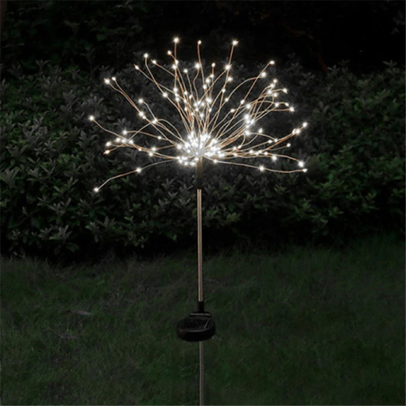 LED String Solar Fireworks Lights Waterproof Outdoor Christmas Flash String Fairy Lights for Garden Landscape Lawn Party Decor