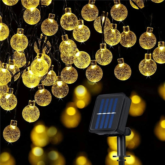 Waterproof 50 LED Solar String Lights with 8 Modes & Crystal Balls for Home, Garden, Wedding & Christmas Decor