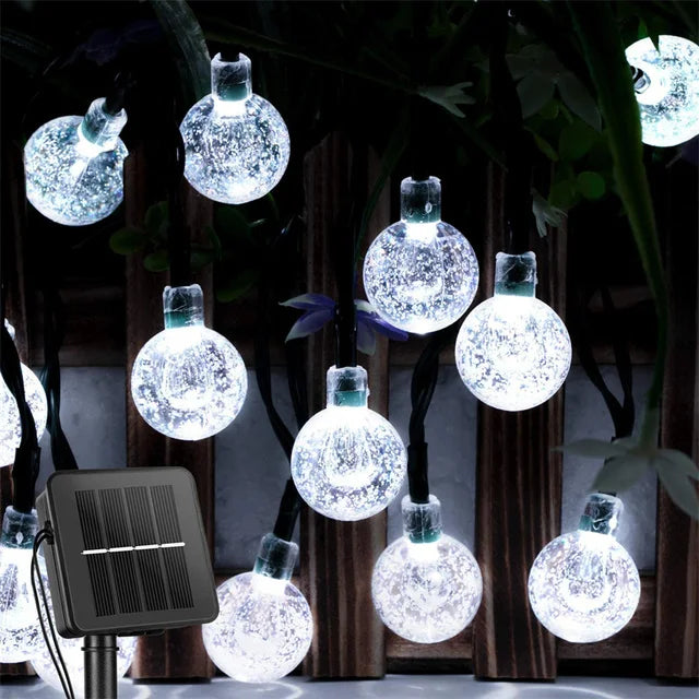 Solar String Lights Outdoor 200 Led Crystal Globe Lights with 8 Modes Waterproof Solar Powered Patio Light for Garden Xmas Decor