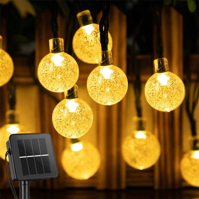 Solar String Lights Outdoor 200 Led Crystal Globe Lights with 8 Modes Waterproof Solar Powered Patio Light for Garden Xmas Decor