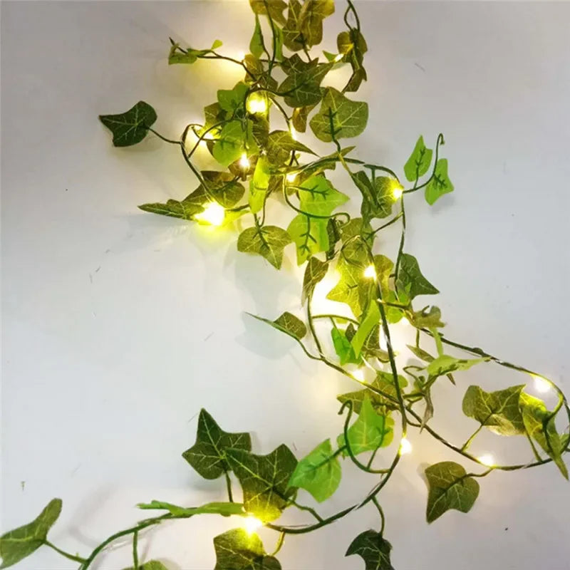 Flower Green Leaf String Lights Artificial Vine Fairy Lights Battery Powered Christmas Tree Garland Light for Weeding Home Decor