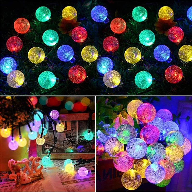 Solar String Lights Outdoor 200 Led Crystal Globe Lights with 8 Modes Waterproof Solar Powered Patio Light for Garden Xmas Decor