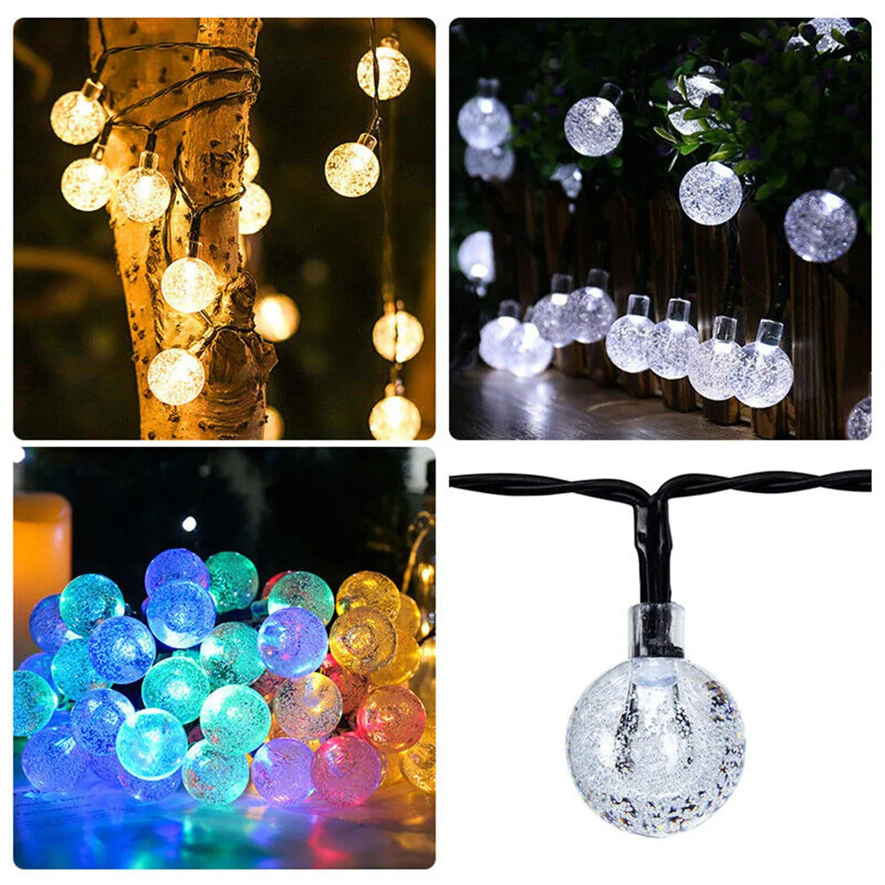 Garden Solar Fairy String Lights 20/30/50/100 LEDs Outdoor Crystal Ball Light