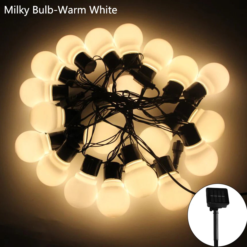 5/7/12M Led Globe Solar Fairy String Lights Christmas Garland Street Wedding Bulb Lamps Outdoor for Party Holiday Garden Patio