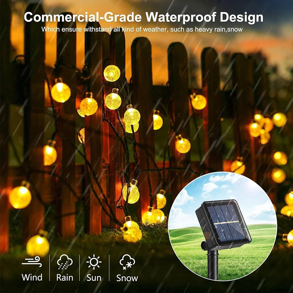 1pc Solar Powered Bubble Ball LED String Light  Crystal Ball Waterproof Outdoor Garden Corridor Courtyard Decoration Light