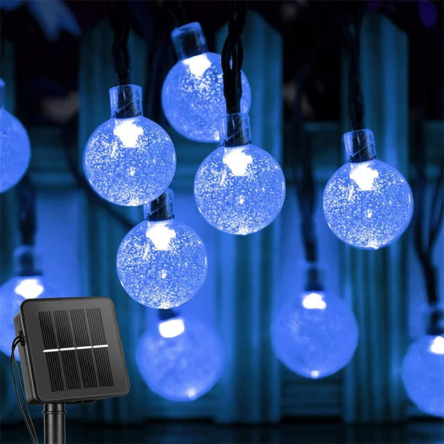 Solar String Lights Outdoor 200 Led Crystal Globe Lights with 8 Modes Waterproof Solar Powered Patio Light for Garden Xmas Decor