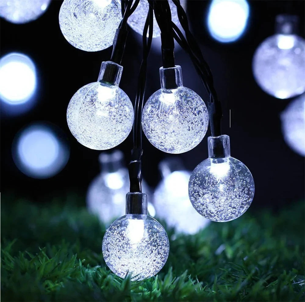 Solar String Lights for Outside 50LEDs Crystal Globe with 8 Modes Waterproof for Garden Tree Patio Party Christmas Decorations