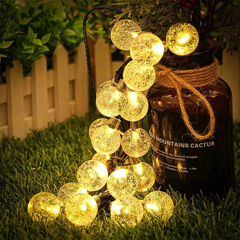 Solar String Lights Outdoor 200 Led Crystal Globe Lights with 8 Modes Waterproof Solar Powered Patio Light for Garden Xmas Decor