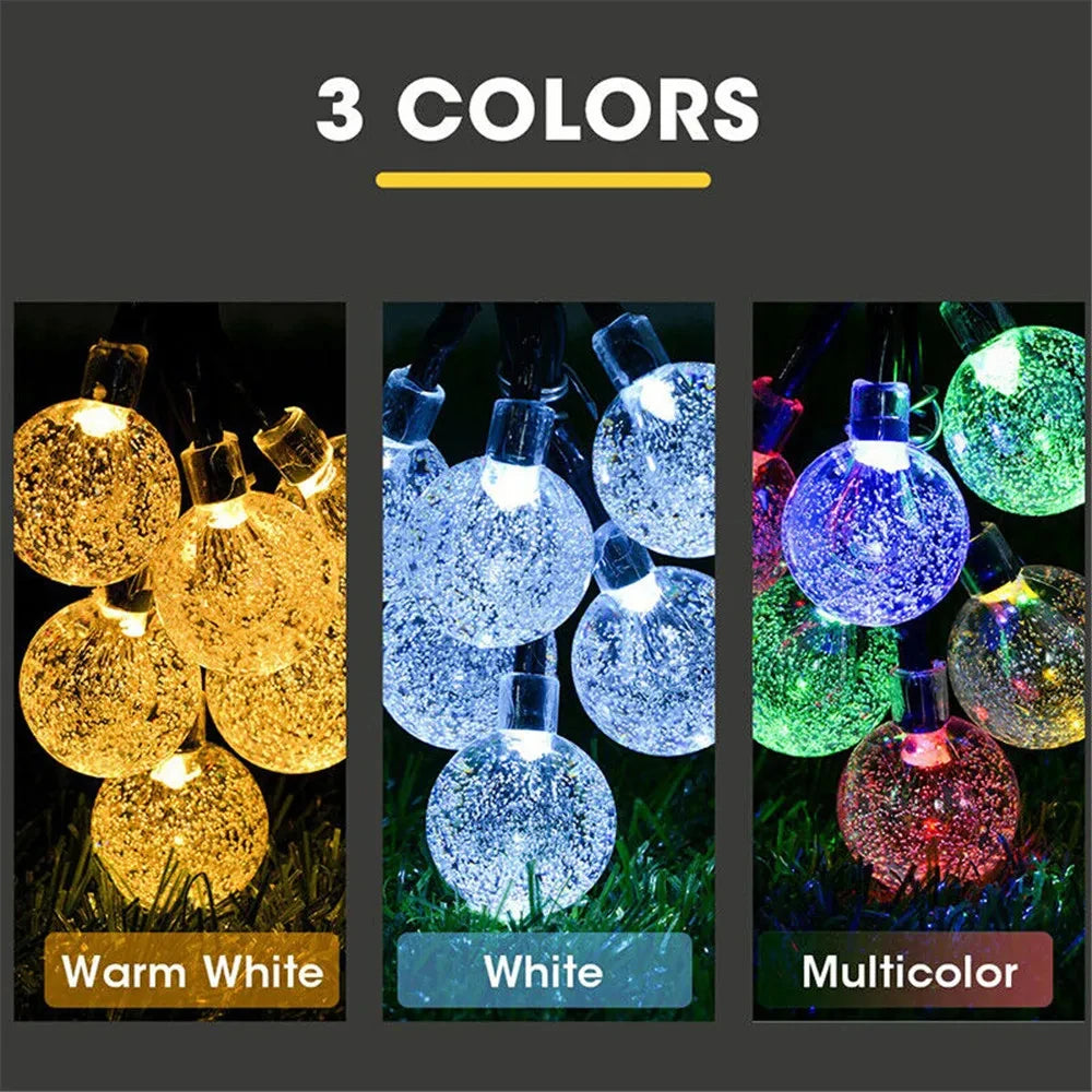 Solar Power Crystal Ball Solar Fairy String Lights for Outdoor Decoration 20/30/50/100 LED